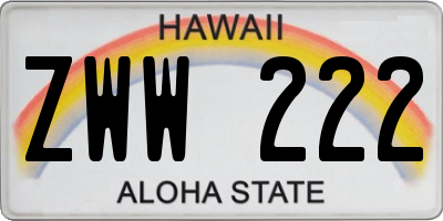 HI license plate ZWW222