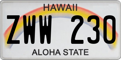 HI license plate ZWW230