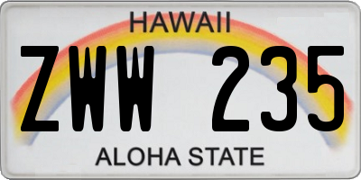 HI license plate ZWW235