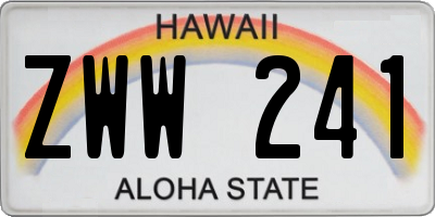 HI license plate ZWW241