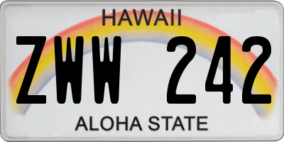 HI license plate ZWW242