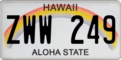 HI license plate ZWW249