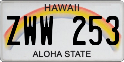 HI license plate ZWW253