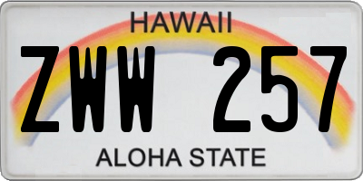 HI license plate ZWW257