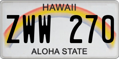 HI license plate ZWW270