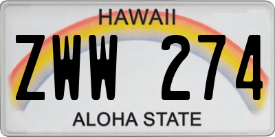 HI license plate ZWW274