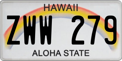 HI license plate ZWW279