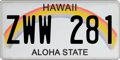 HI license plate ZWW281