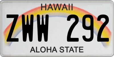 HI license plate ZWW292