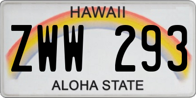 HI license plate ZWW293