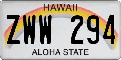 HI license plate ZWW294