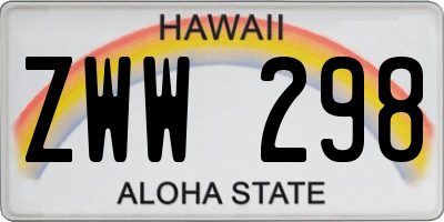 HI license plate ZWW298