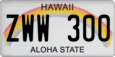 HI license plate ZWW300