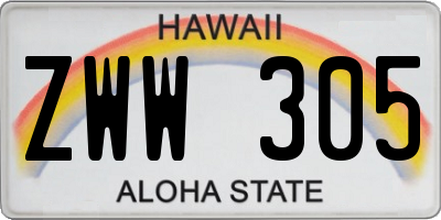 HI license plate ZWW305