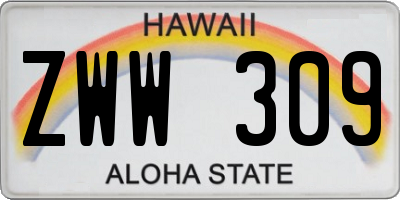 HI license plate ZWW309