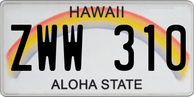 HI license plate ZWW310