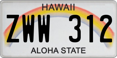 HI license plate ZWW312