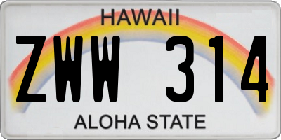 HI license plate ZWW314
