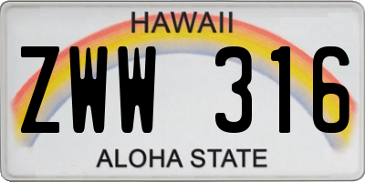 HI license plate ZWW316