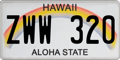 HI license plate ZWW320