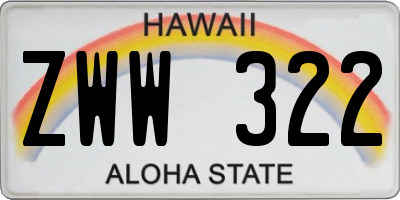 HI license plate ZWW322