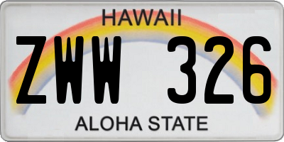 HI license plate ZWW326