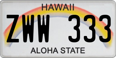 HI license plate ZWW333