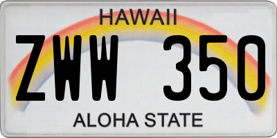 HI license plate ZWW350