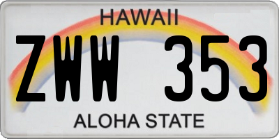 HI license plate ZWW353