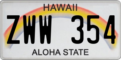 HI license plate ZWW354