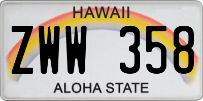 HI license plate ZWW358