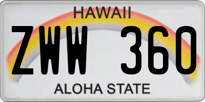 HI license plate ZWW360