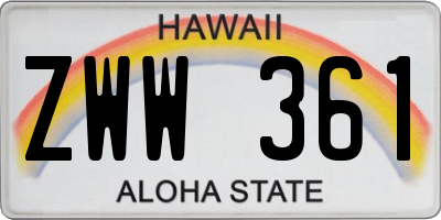 HI license plate ZWW361