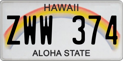 HI license plate ZWW374