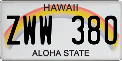 HI license plate ZWW380