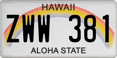 HI license plate ZWW381