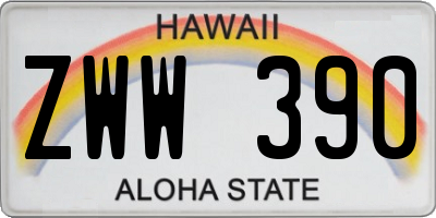 HI license plate ZWW390