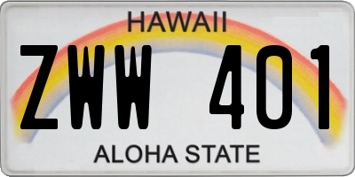HI license plate ZWW401