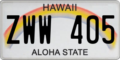 HI license plate ZWW405