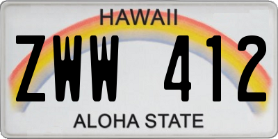 HI license plate ZWW412