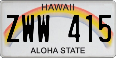 HI license plate ZWW415