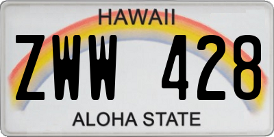 HI license plate ZWW428