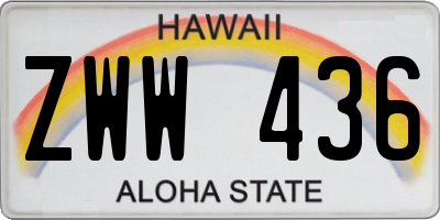 HI license plate ZWW436