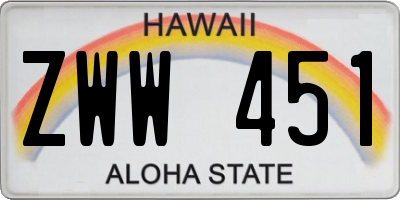 HI license plate ZWW451