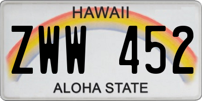 HI license plate ZWW452