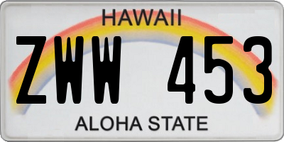 HI license plate ZWW453