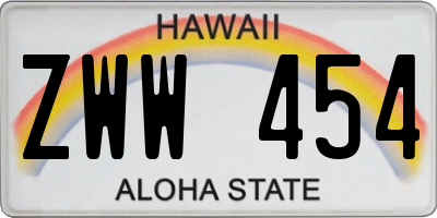 HI license plate ZWW454
