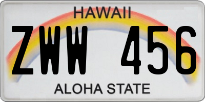 HI license plate ZWW456
