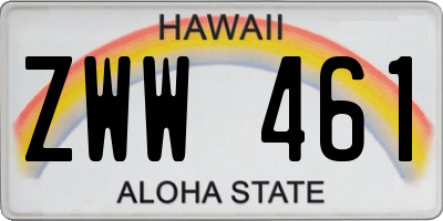 HI license plate ZWW461