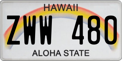 HI license plate ZWW480